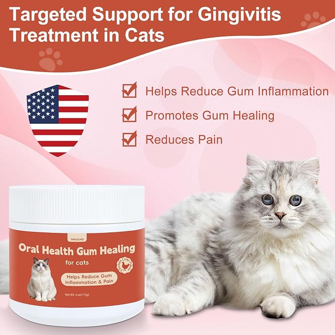Oral Health for Cats, Cat Gingivitis Treatment, Reduce Gum Inflammation, Redness & Pain, Combats Gum Disease, Natural Plant-Based Active Formula, Cat Oral Care, Gums Health Treatment, 4 oz, 113g