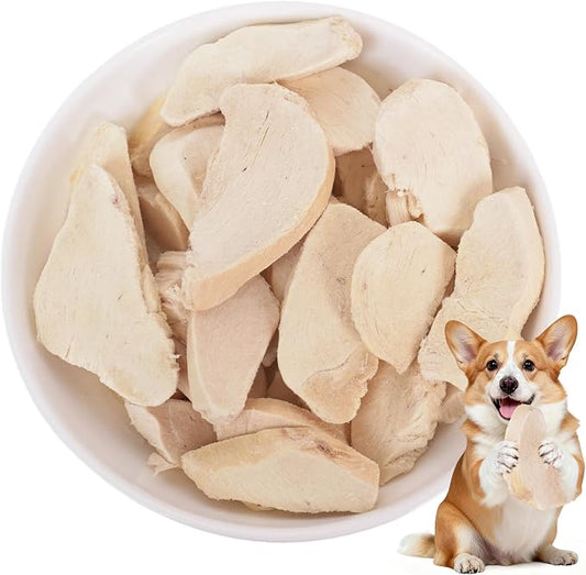 Freeze Dried Chicken Breast for Dogs & Cats - Human Grade High-Protein Raw Freeze Dried Dog Treats - Single Ingredient Natural Dry Chicken Breasts for Food Toppers,Training Snacks 6.7oz