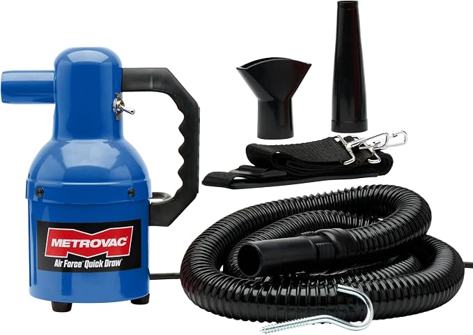 METROVAC Quick Draw Baby Blue Dog Dryer | Portable Pet Dryer & Dog Blow Dryer | 1.3 HP Single Speed USA