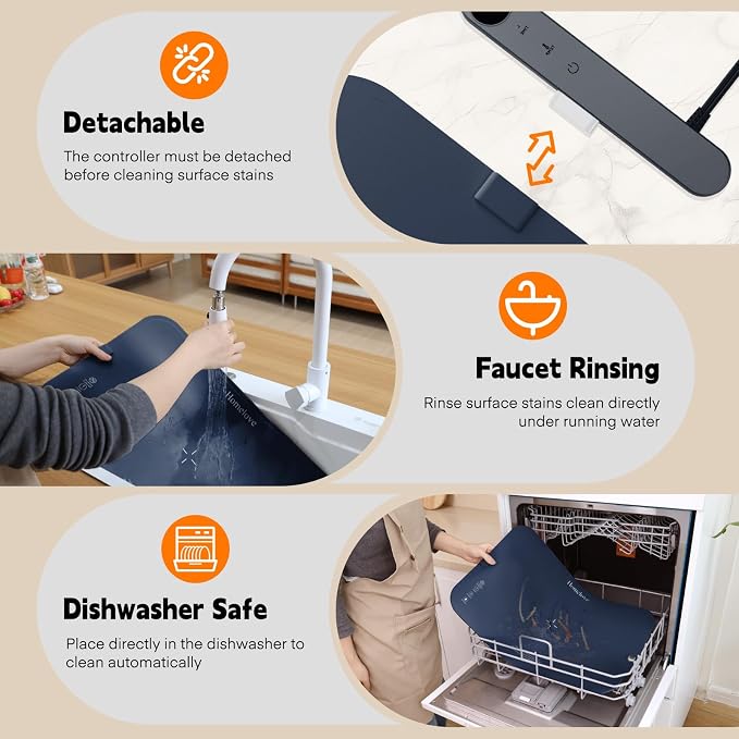 Homelove Warming Mat for Food - Electric Warming Tray with 6-Level Temperature and Hours Setting, Full Surface Graphene Heating, Waterproof Dishwasher-Friendly Food Warmer for Parties, Kitchen (Blue)