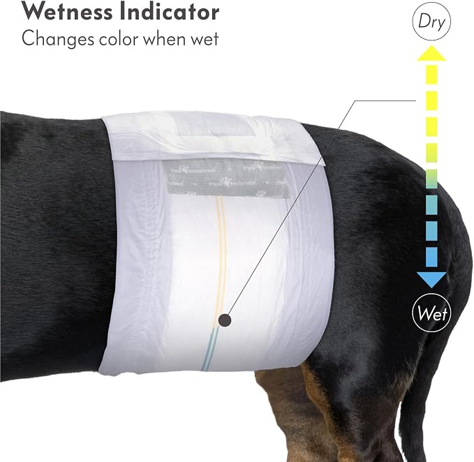 Paw Inspired Select Fit Male Dog Diapers, Disposable Male Wraps with Wetness Indicator| Belly Bands for Small, Medium, Large Dogs (X-Small, 20 Count)