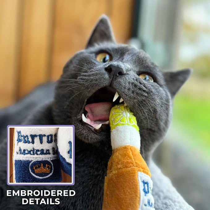 Haute Diggity Kitty White Paw Mango & Lime + Purrrona Beer Bottle & Ball Set, Plush Cat Toys Catnip Filled with Interactive Crackle Sound, Safe & Durable Toys for Cat & Kitten, 4 Pcs