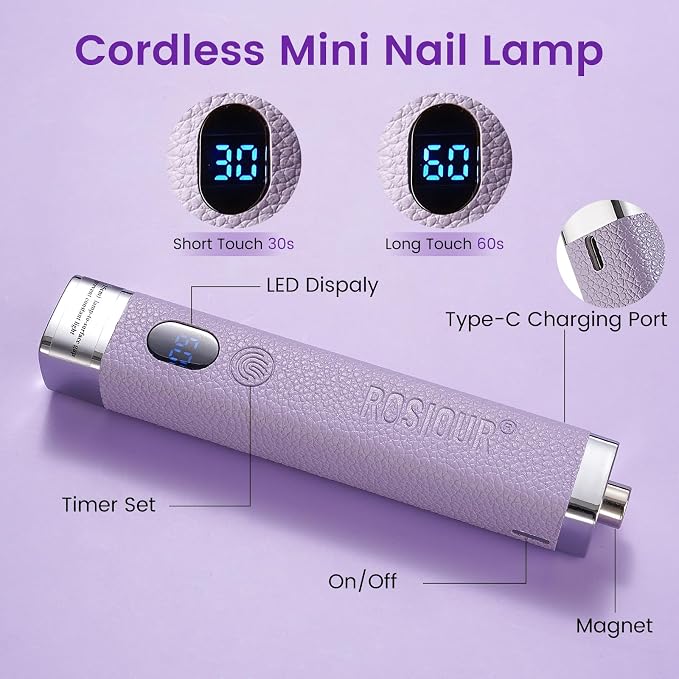 Handheld Mini UV Light for Nails: Flash Cure UV Led Nail Lamp with Cat Eye Magnet- Hand Held Fast Dry Single UV Lamp Pen with Auto Sensor for Manicure Home Salon (Purple)