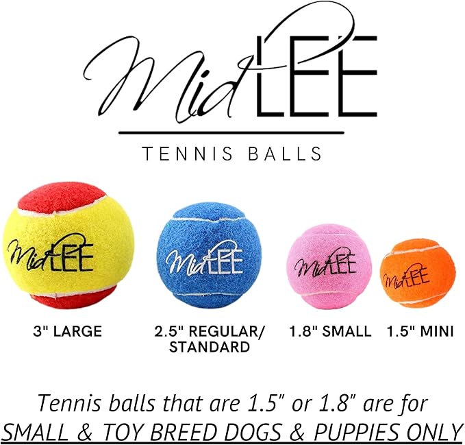 Midlee 1.5" Mini Dog Tennis Balls Bulk Set of 25 Assorted Colors