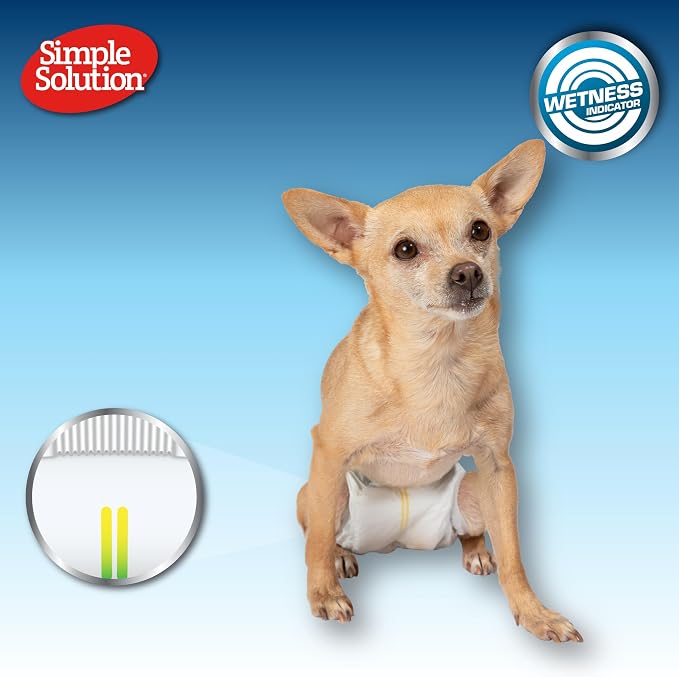 Simple Solution Disposable Male Wraps, Absorbent Leak Proof Belly Bands for Dogs, Incontinence Aid, Puppy Training, Marking Control, and Travel Protection, Medium Dogs, 15–23 Inch Waist, 30 Count