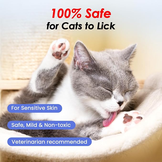 Cat Waterless Shampoo - No Rinse Formula for Quick Clean Between Baths, Hypoallergenic & Detangling, Reduce Itchy Skin Shedding, Vet-Recommended for Kittens/Senior Cats, Coconut Scent