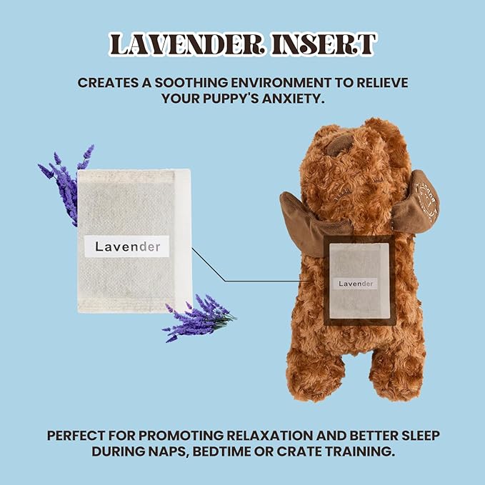 Little Buddy - Puppy Hearbeat Toy for Small Puppy, Anxiety Relief with Reusable Heat Pack and Lavender, Sleep Aid for Dogs, Plush Comfort Toy for Medium and Small breads