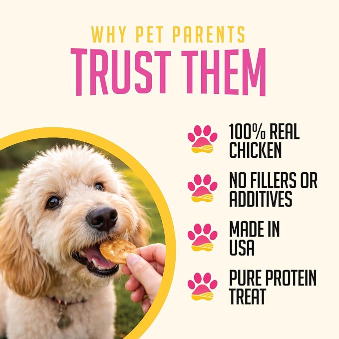 SitStay Chicken Chips Dog Treats - Chicken Chips for Dogs - Single Ingredient Dog Treats - Dehydrated 80% Protein Low Fat Training Rewards - All Breeds & Life Stages - Made in USA - 12 oz Value Pack