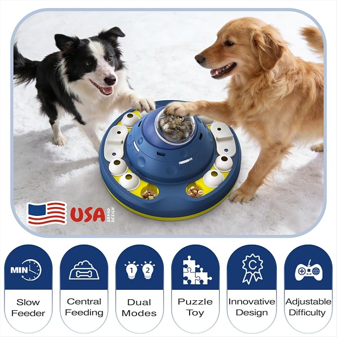 KADTC XL 2-Level Dog Puzzle Toy, Mental Stimulation for Dogs | 3 Cups central feeder adds shake-to-release rewards and adjustable channels for beginner-to-advanced play.