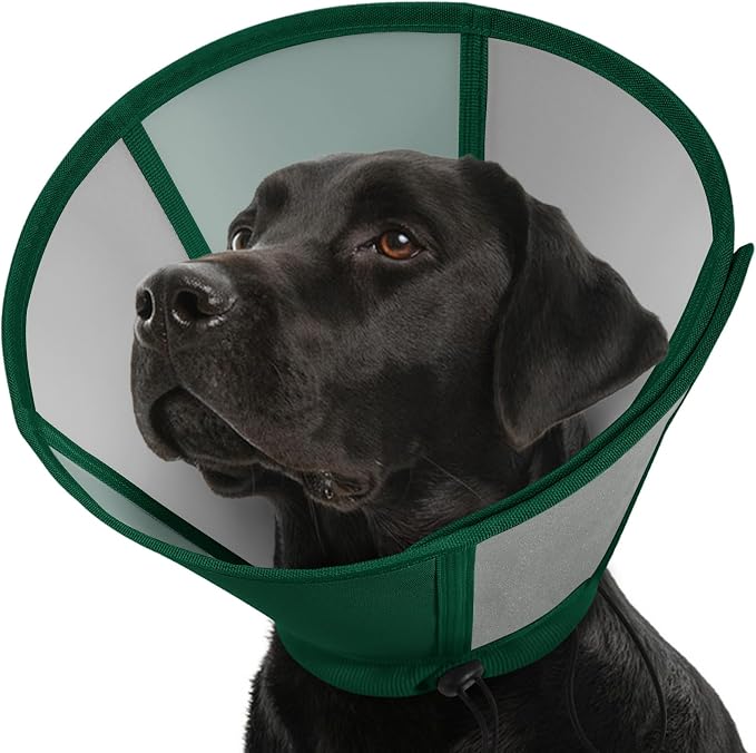 Dog Cone, Soft Dog Cones for Large Dogs After Surgery, Adjustable Cone for Dogs to Stop Licking, Pet E-Collar Alternative for Wound Healing, Green Large