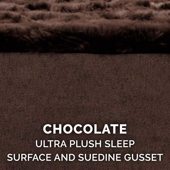 Furhaven Orthopedic Dog Bed for Large Dogs w/ Removable Washable Cover, For Dogs Up to 125 lbs - Ultra Plush Faux Fur & Suede Mattress - Chocolate, Jumbo Plus/XXL
