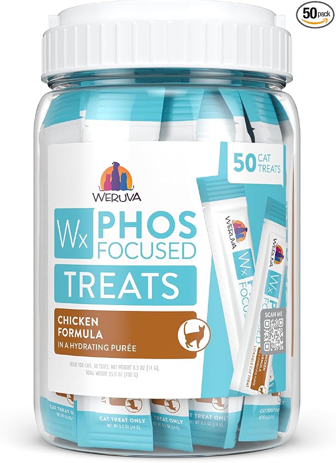 Weruva Wx Phos Focused, Chicken Formula Lickable Cat Treats, 0.5oz Tube, Pack of 50