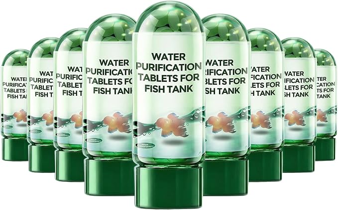 Powerful Aquarium Water Purification Tablet, Water Purification Tablets for Fish Tank, Efficient Clear Turbidity & Improve Water Quality, New Year's Gift for Aquarium Enthusiasts (9pcs)
