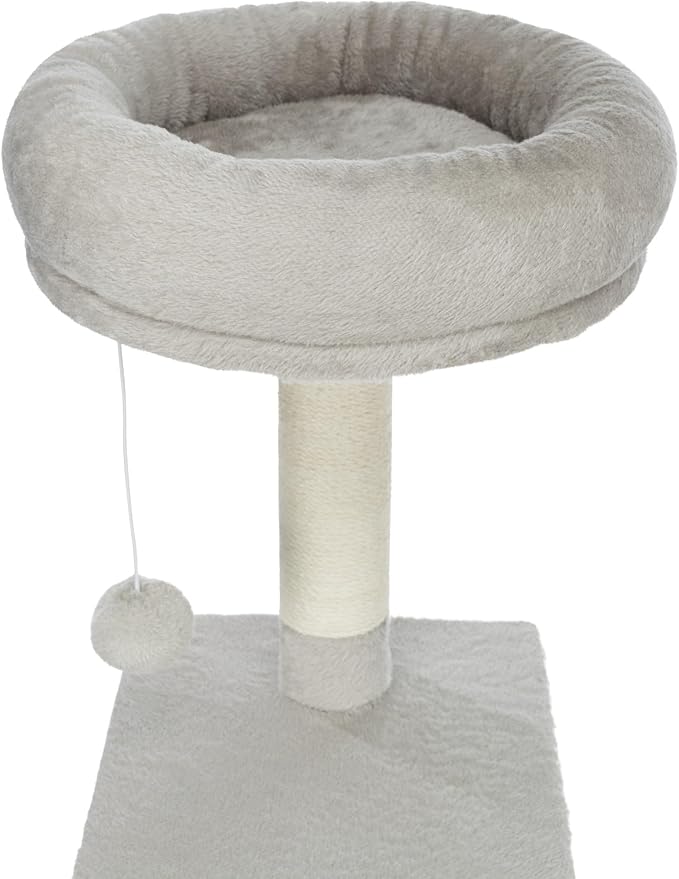 TRIXIE Seli Cat Tree – Cat Tower with Sisal Posts, Condo, Padded Platforms & Hanging Toy – Cat Furniture for Indoor Cats – Gray, 21.1" x 21.1" x 59.1"
