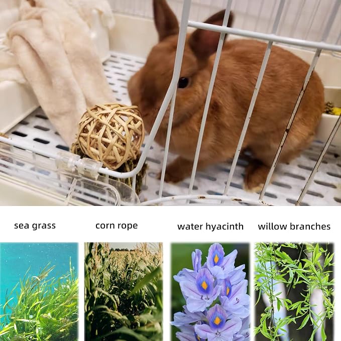 Hamiledyi 48PCS Rabbit Grass Balls 1.96in Guinea Pig Balls Small Animal Activity Enrichment Toy for Bunny Chinchilla Hamster Gerbil Grinding Playing