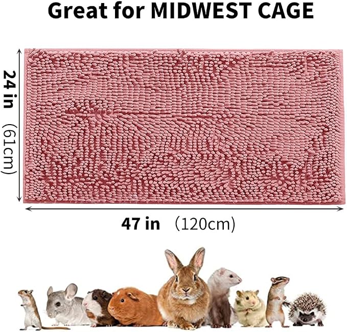 Oncpcare 47x24 Guinea Pig Cage Liner Fleece Guinea Pig Bed House Pad Winter Warm Squirrel Hedgehog Rabbit Chinchilla Bed Mat Hamster Rat Cage Accessories, (Pink)