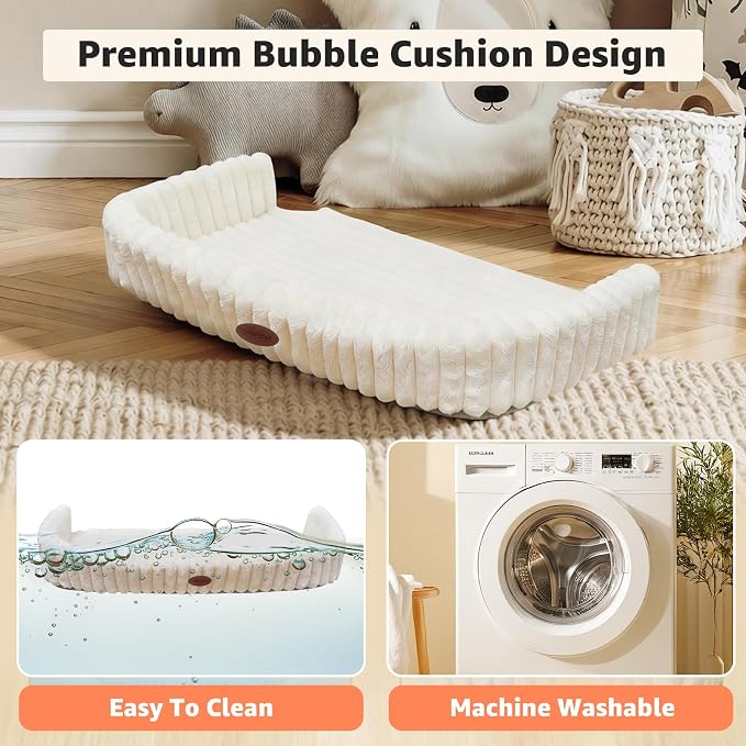 Woochpet Cordless Cat Window Perch, Large Size Hammock with 4 Strong Suction Cups, Cat Hammock for Window with Two Fabrics Cover, Foldable Bed for Cats, White