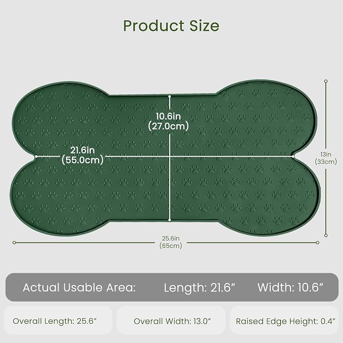PWTAA Dog Food Mat Anti-Slip Silicone Dog Bowl Mat Thicker Pet Placemat Waterproof Cat Feeder Pad with Raised Edge Puppy Kitten Feeding Mats Suitable Small Medium-Sized Dogs Cats Eating Tray