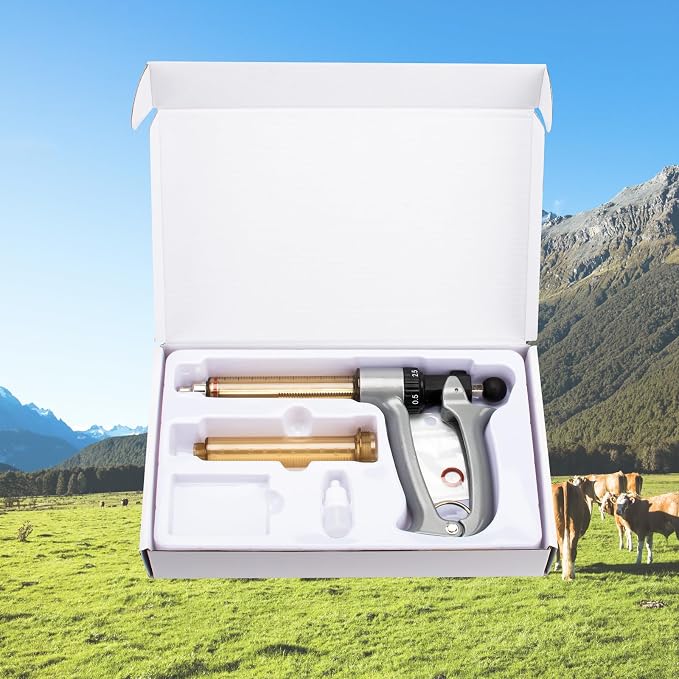 25ML Semi-Automatic Adjustable Injector Syringe, Precision Syringe Pump - Adjustable 0.5ml to 2.5ml Range for Fast Continuous Injection in Pigs, Cattle, Chicken, Goat, and Other Livestock