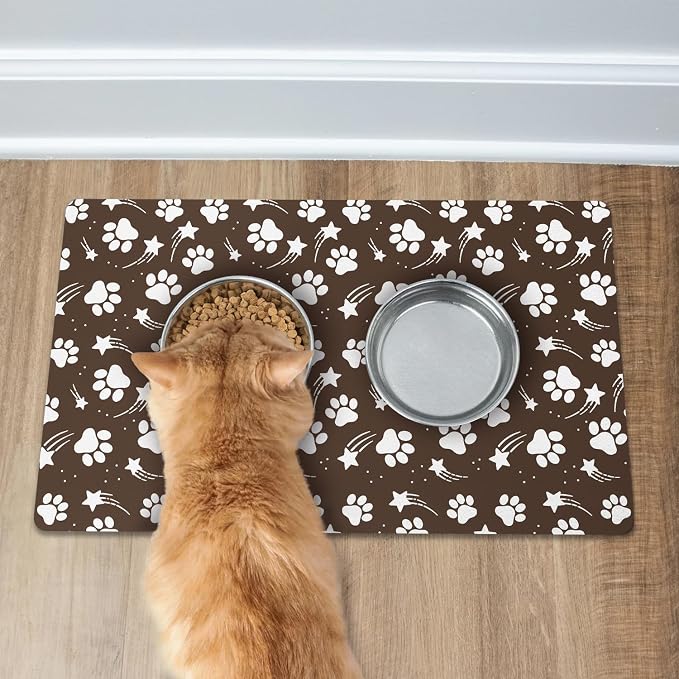 Dog Food Mat 24x32 Inch Pet Feeding Absorbent Mats for Floor Dog Cat Water Bowl Placemat Non-Slip Washable Pet Food and Water Mat