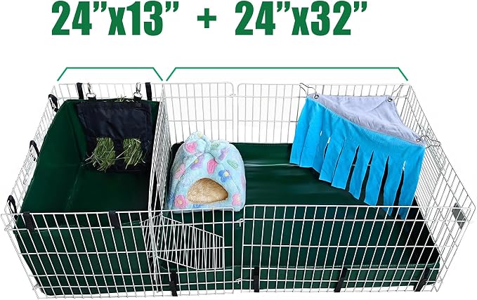 Guinea Pig Cage Liner, for Midwest Cage Kitchen 24"X13" Litter Box & Hay Feedder for Guinea Pig Rabbits Hamsters Hedgehogs Ferrets and Other Small Animals. Green