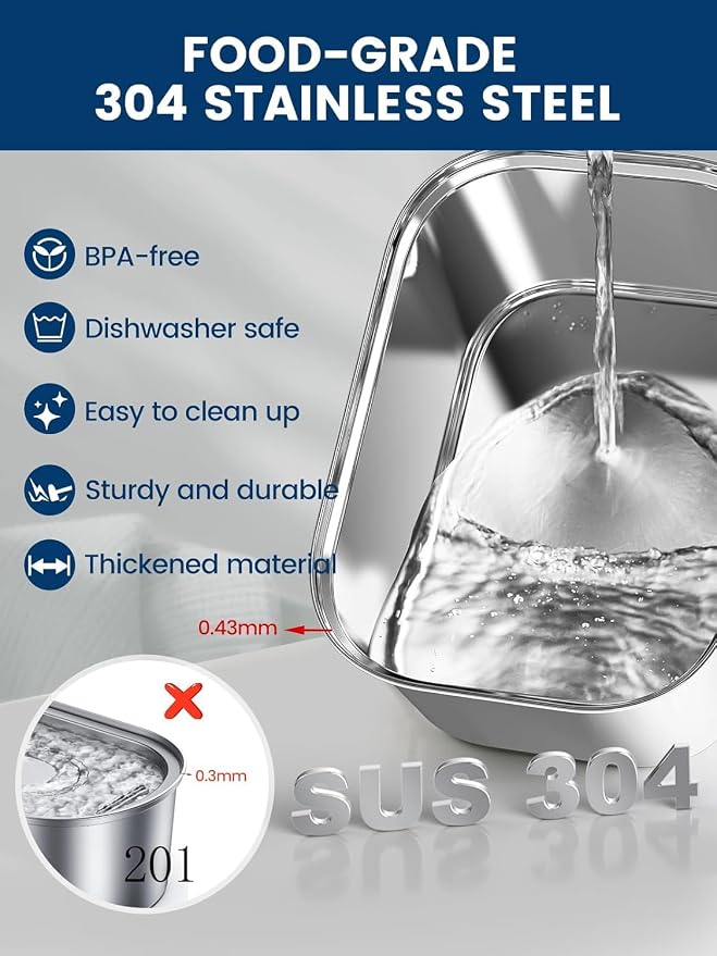Cat Water Fountain Stainless Steel for Cats Indoor 2.5L 85oz by BPA-Free SUS304, 4pcs Effective 6-Layer Filter Cat Fountain for Drinking 20dB Ultra Quiet Metal Pet Water Fountain (Fountain+4 Filters)