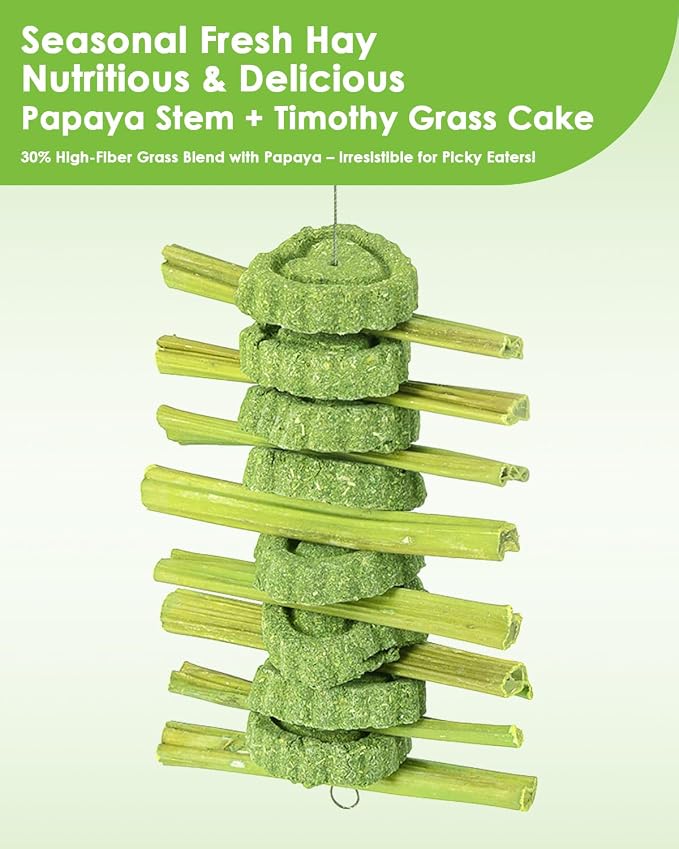 DIY Rabbit Chew Toys,Rabbit Toy for Bunnies Boredom Bunny Toys for Teeth, Timothy Stick, Apple Sticks, Sweet Bamboo, for Guinea Pig, Hamster, Chinchilla, Rat, Small Animals