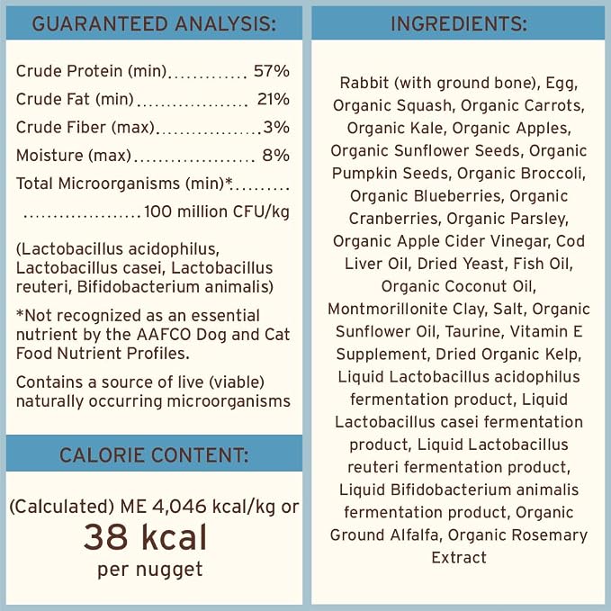 Primal Freeze Dried Raw Cat Food Nuggets Rabbit, Complete & Balanced Meal or Topper, Premium, Healthy, Grain Free, High Protein Raw Cat Food with Probiotics (14 oz)