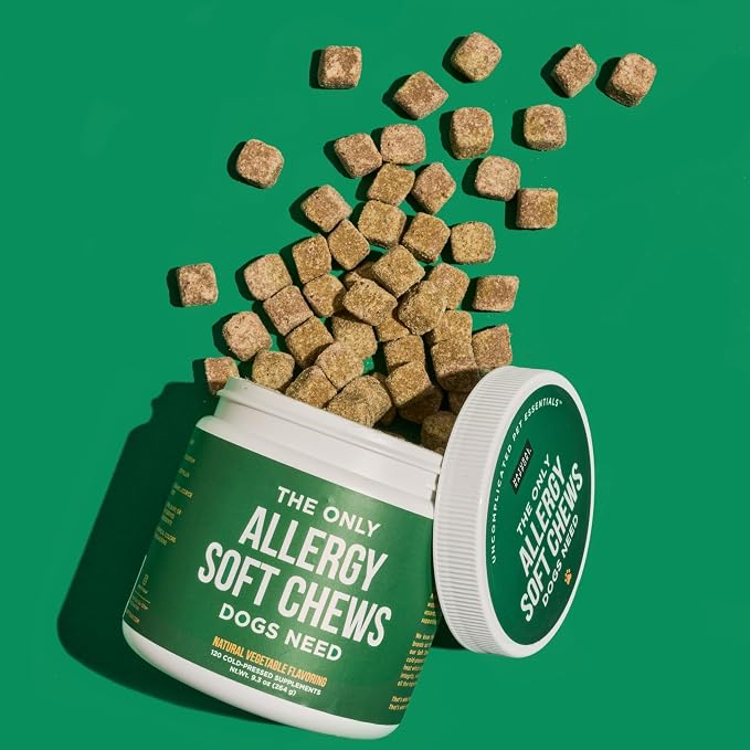 Natural Rapport Dog Allergy Supplement - The Only Soft Chews Dogs Need - 120ct Treats that Contain Kelp and Bee Pollen for Allergy and Itch Relief