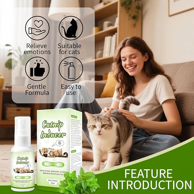 JoanofArc Catnip Spray for Cats, 100% Natural Dual-Plant Formula for Cats & Kittens, Highly Potent for Energizing Play & Toy Renewal, Calming Stress Relief for Indoor Cates 60 ML