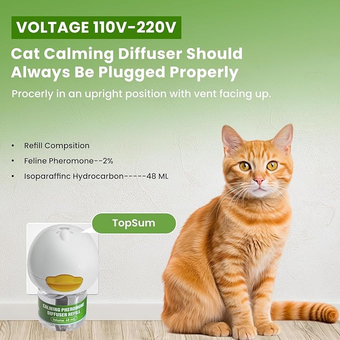 Cat Pheromone Diffuser to Calm Cats - Calming Diffuser Kit with 2 Plug-Ins & 6 Refills, Stress & Anxiety Relief to Help Reduce Fighting, Drug-Free for Peace at Home
