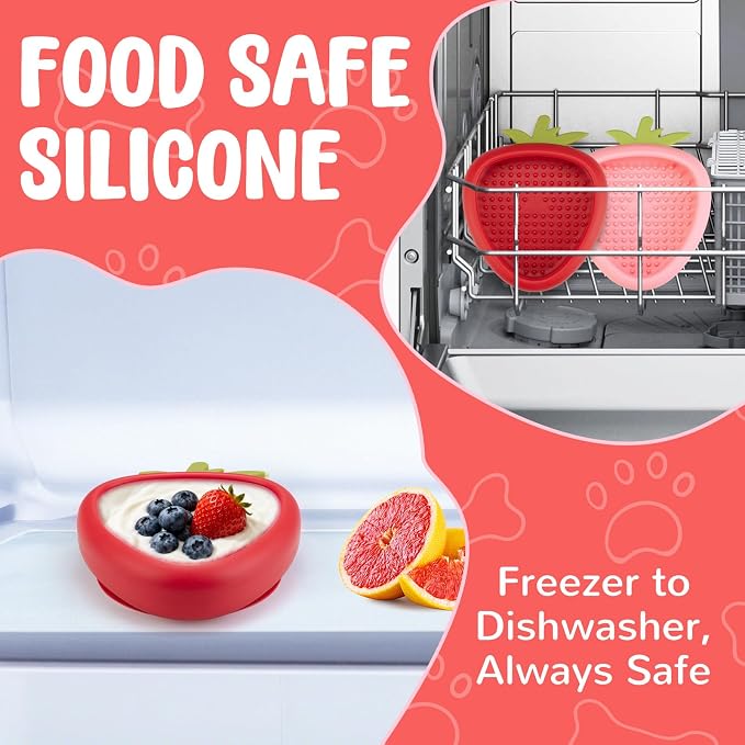 Freeze Dog Lick Bowl, Animire Non-Slip Slow Feeder Lick Mat for Dogs, Silicone Dog Enrichment Bowl for Distraction Anxiety Relief Boredom, BPA Free, Dishwasher Safe(Red,S)