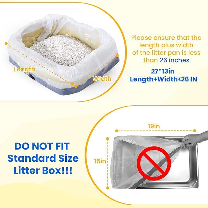 160 Count Drawstring Cat Litter Box Liners, Durable Cat Litter Bags Compatible with NeakasaM1 & CATLINK Open-X & Petpivot 11/12 Self-Cleaning Litter Box, 27"x13"
