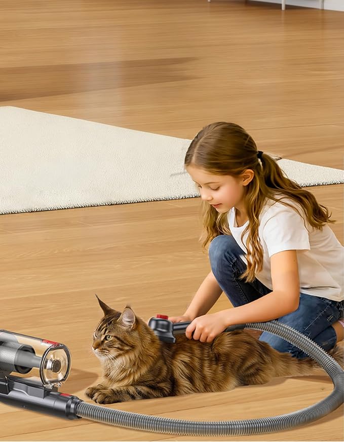 Fieety 3-in-1 Dog & Cat Hair Vacuum Brush for Grooming Compatible with Fieety U15/V7/Ultra 8/Elite 9 – Removes Loose Hair, Dander, Undercoat & Tangles – Self-Cleaning Design