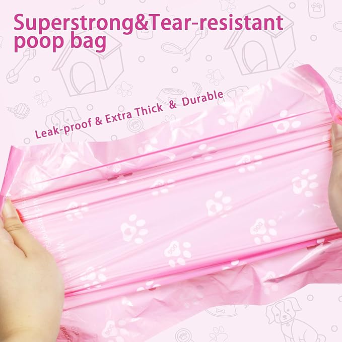 HZDHCLH Poop Bags for Dogs Leak Proof Extra Thick Dog Poop Bags, Pink Cat's Paw 18 Rolls 9" x 13" Lavender Scented Pet Waste Bag, 270 Count