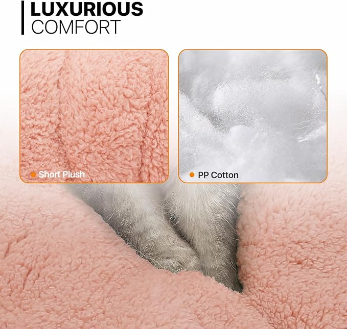 MoNiBloom 36"x36"x9" Dog Beds for Large Size Dogs Machine-Washable Short Plush Pet Beds Warming Cozy Soft Bed for Dogs and Cat, Pink