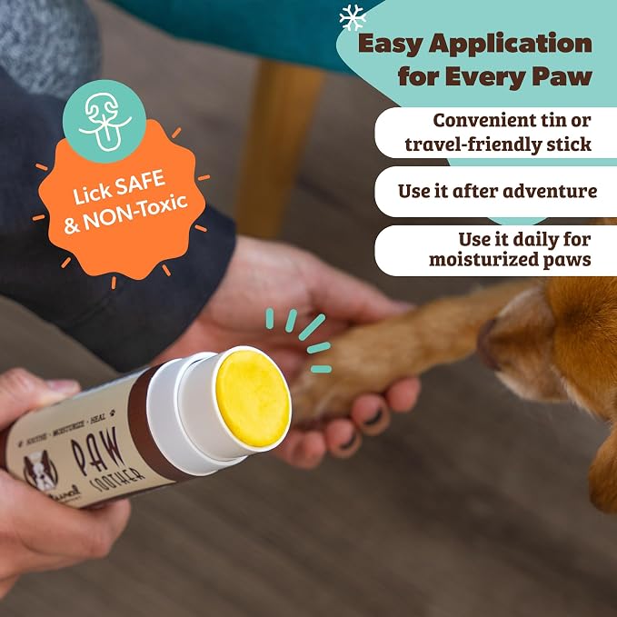 Natural Dog Company Paw Soother Balm Bundle, (1) 2 oz. Tin & (1) Travel Stick, Dog Paw Cream and Lotion, Moisturizes & Soothes Irritated Paws & Elbows, Protects from Cracks & Wounds