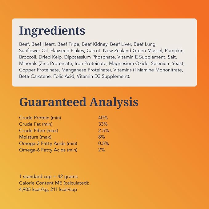 K9 Natural Beef Freeze Dried Dog Food, High-Meat Natural Complete Meal or Meal Toppers for Dogs, Grass-Fed Beef from New Zealand, Grain-Free, GMO-Free, Complete & Balanced Nutrition, 8lb