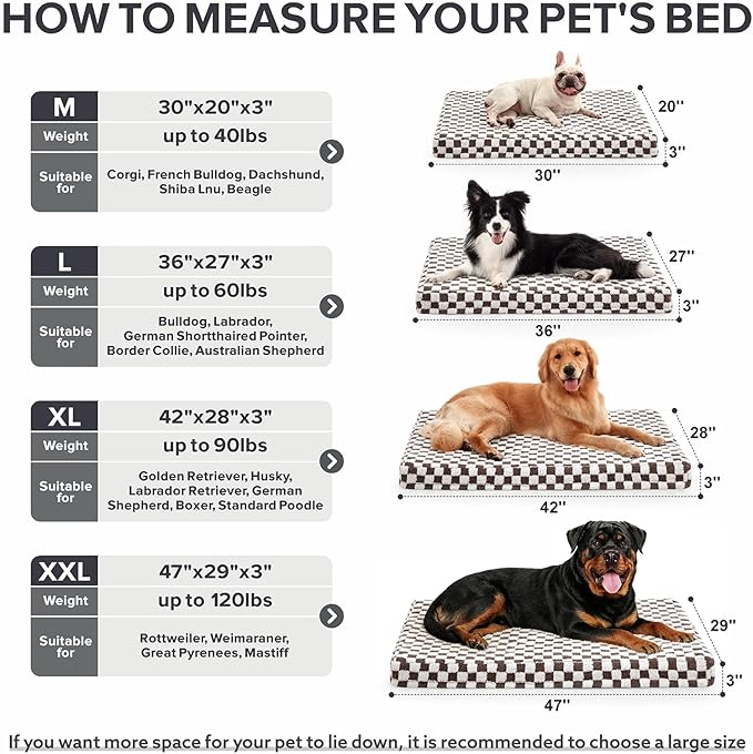JOEJOY Dog Bed for Medium Dogs, Large Orthopedic Dog Bed with Removable Washable Cover, Cute Modern Plush & Memory Egg Crate Foam Dog Bed, 30 x 20 inch, Cofffee