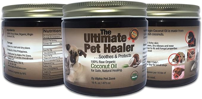 Organic Coconut Oil for Dogs & Cats Skin and Coat, 32 oz, Natural Treatment for Itchy Skin, Dry Elbows, Paws & Nose