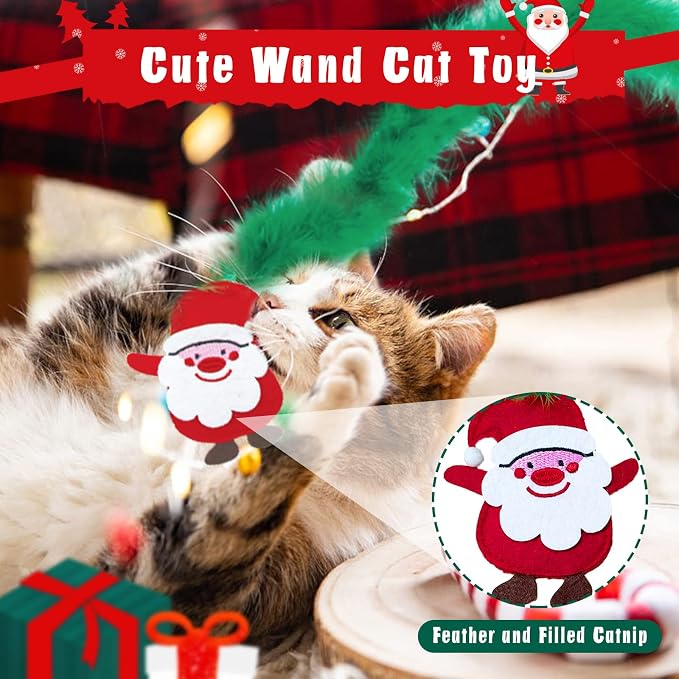 Cat Christmas Stocking, 10 Pack Christmas Cat Toys for Indoor Cats, Includes Catnip Toys, Balls and Feather Toys, Great Value