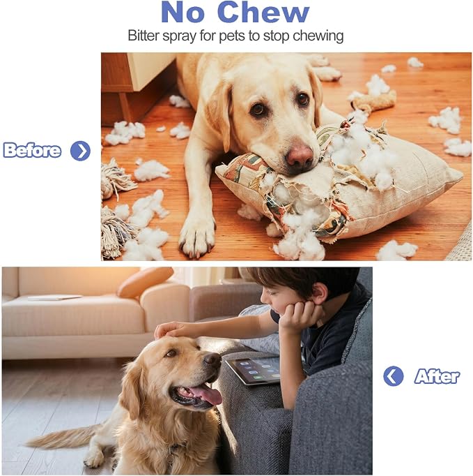 2 Bottles Bitter Apple Spray for Dogs – No Chew Spray for Dogs – Stop Chewing & Licking, Natural Bitter Taste Dog Training Spray, Non-Toxic & Safe for Furniture, Shoes & More