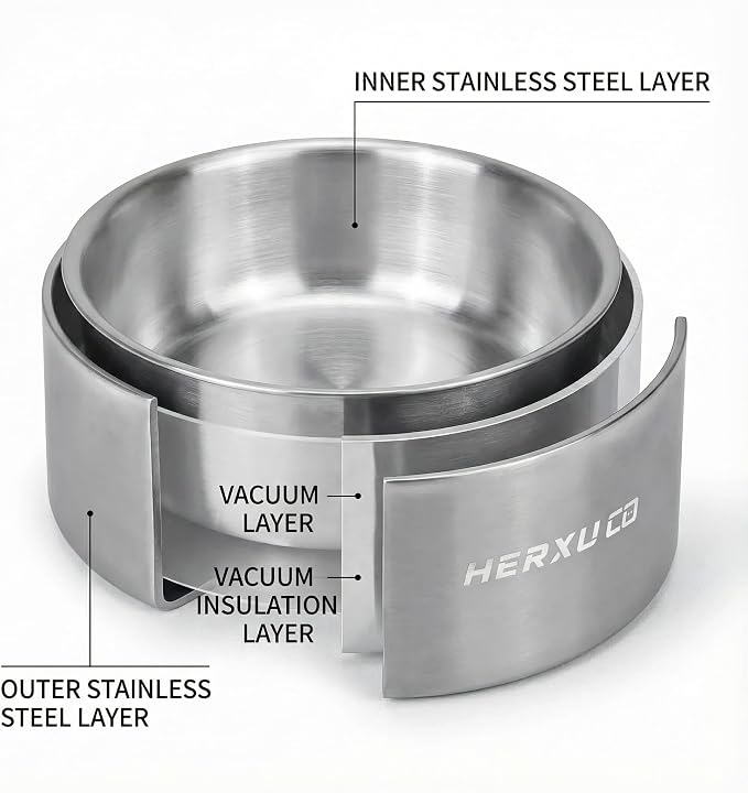 Stainless Steel Dog Slow Feeder Set – 2-in-1 Pet Bowl 64oz & Slow Feeder Ball 3.6in – Spherical Design Slows Eating & Use Separately or Together (Large)