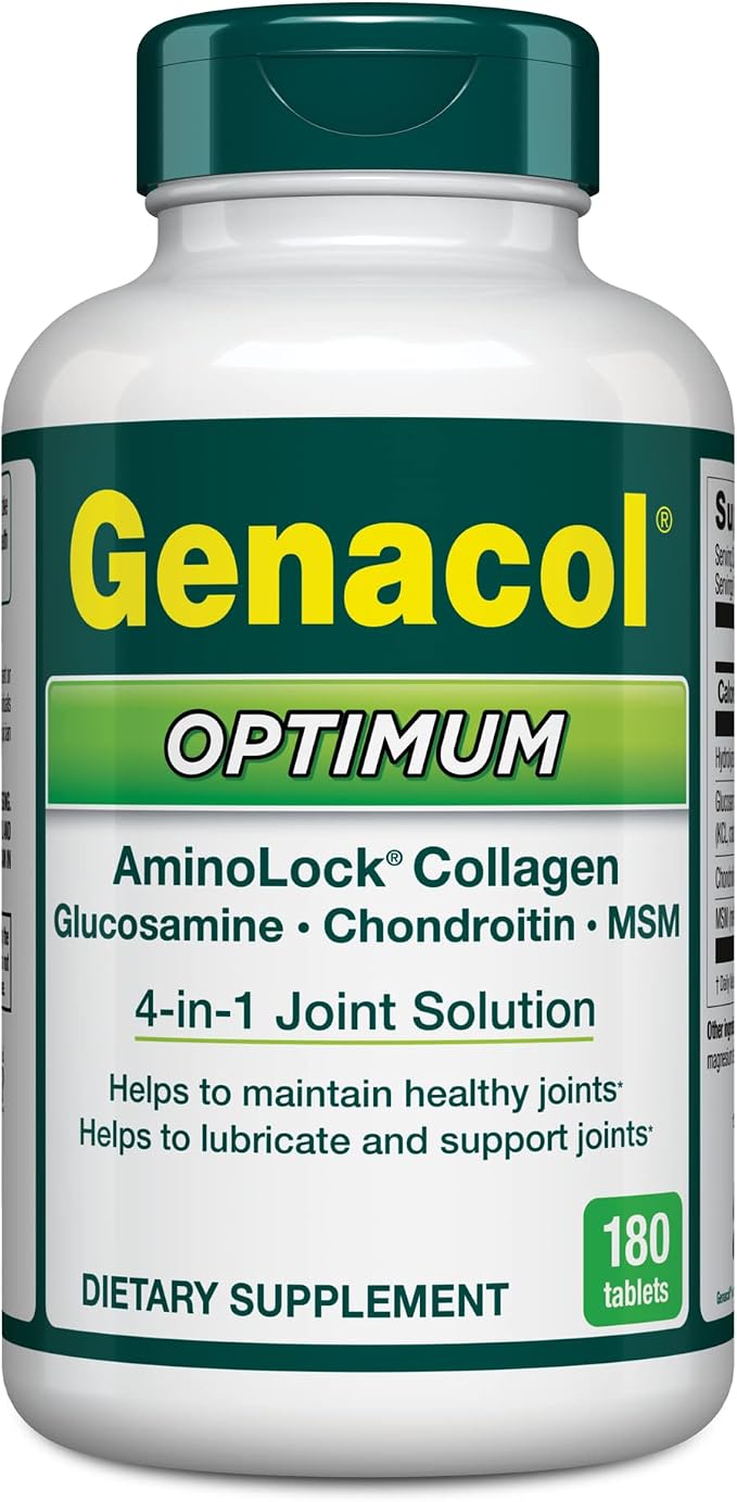 Genacol Optimum – Glucosamine, Chondroitin, MSM & Ultra-Hydrolyzed Collagen Joint Supplement, Complete Formula for Joints and Cartilage, 180 Tablets (60-Day Supply)
