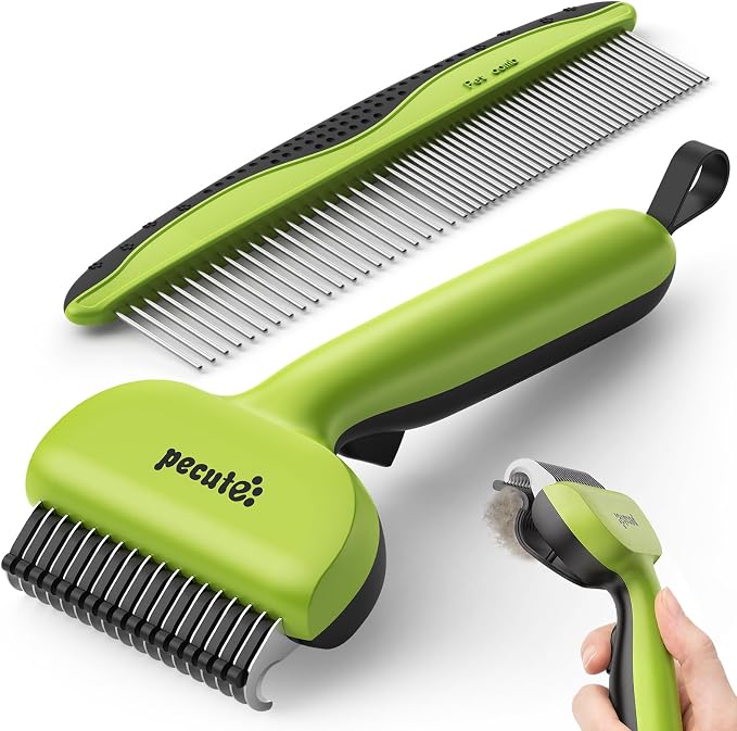 Pet Grooming Tool Bundle: Self-Cleaning Cat Steam Brush + Self-Cleaning Undercoat Rake + Comb