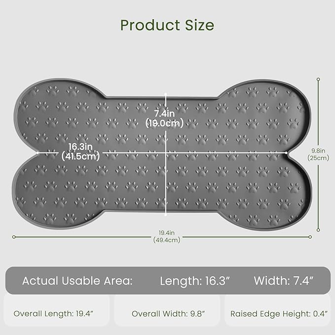 PWTAA Dog Food Mat Anti-Slip Silicone Dog Bowl Mat Thicker Pet Placemat Waterproof Cat Feeder Pad with Raised Edge Puppy Kitten Feeding Mats Suitable Small Medium-Sized Dogs Cats Eating Tray