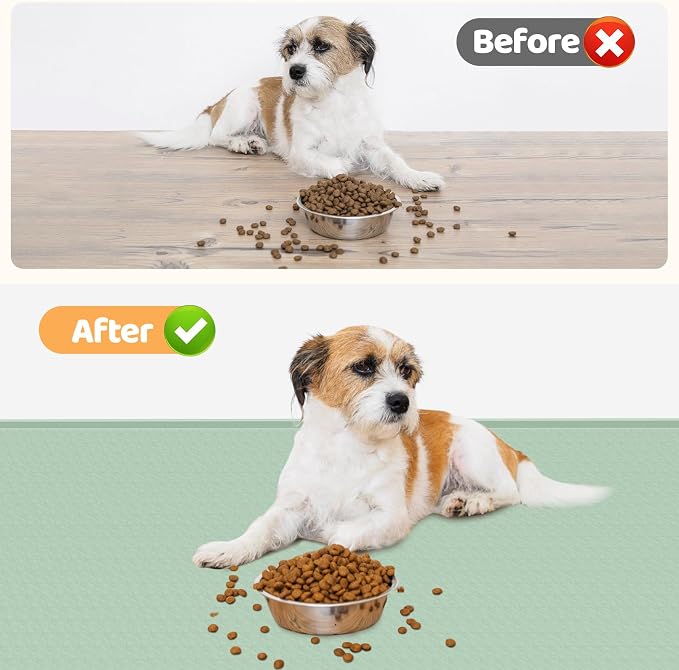 Dog Food Mat, Extra Large 51" x 25.6" Silicone Pet Feeding Mat with Raised Edge Pet Placemat for Small, Medium, and Large Pets Non-Slip, Easy to Clean (Green)