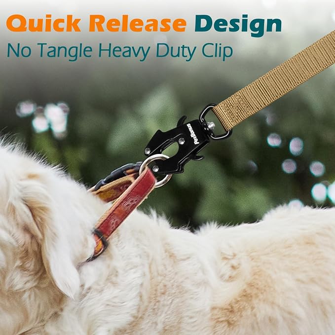 PetBonus Heavy Duty Tactical Dog Leash and 2-Pack Large Silicone Collapsible Dog Bowls