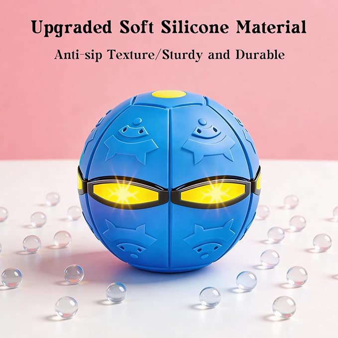 Magic Bouncing Pop Up Balls 3 Pack with 6 LED Lights for Dogs, Dual Form Meta Ball Transforming Design, Flying Saucer Ball Toy, Interactive Bouncy Balls for Pets