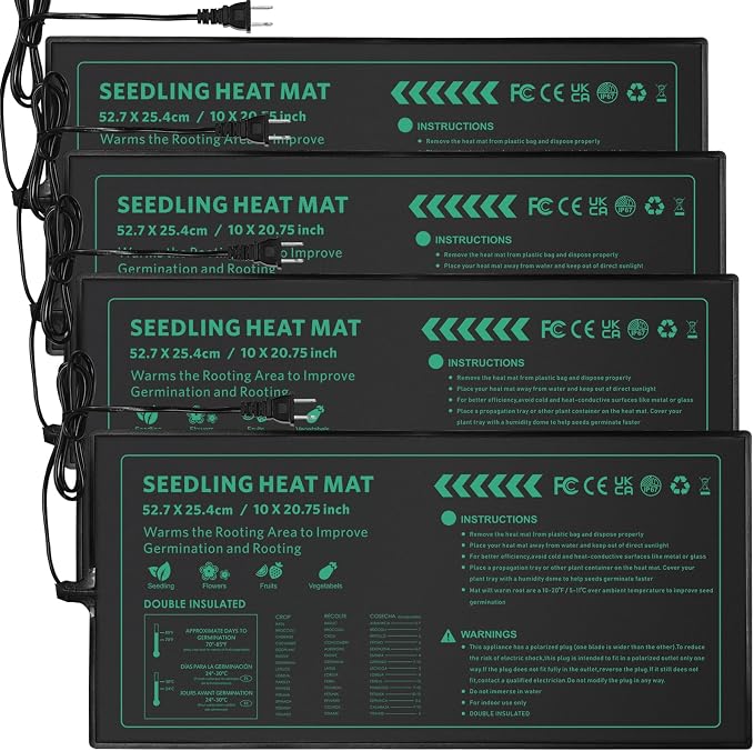 Seedling Heat Mat for Seed Starting,10" x 20.75" Waterproof Heating Pad for Indoor Plants Germination, Gardening, Hydroponic, Greenhouse